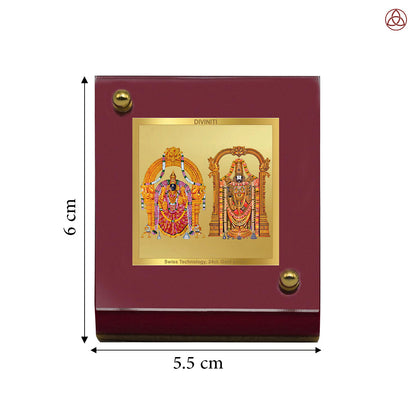 Padmavathi & Tirupati Balaji | Divine Goddess Padmavathi and Lord Balaji Car Dashboard & Tabletop Photo Frame in 24K Gold Plated Foil
