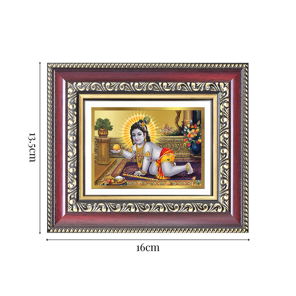 Diviniti 24K Gold Plated Laddu Gopal (Classic) Divine Table Top Frame for Home Mandir & Office Decor | Luxury Spiritual Gift