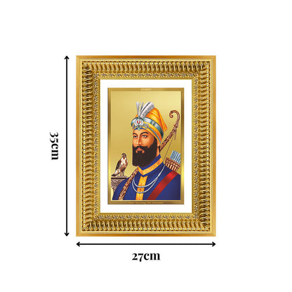 Diviniti 24K Gold Plated Guru Gobind Singh Ji (Classic) Sacred Sikh Wall Frame for Home Decor & Office Ambiance | Premium Spiritual Gift