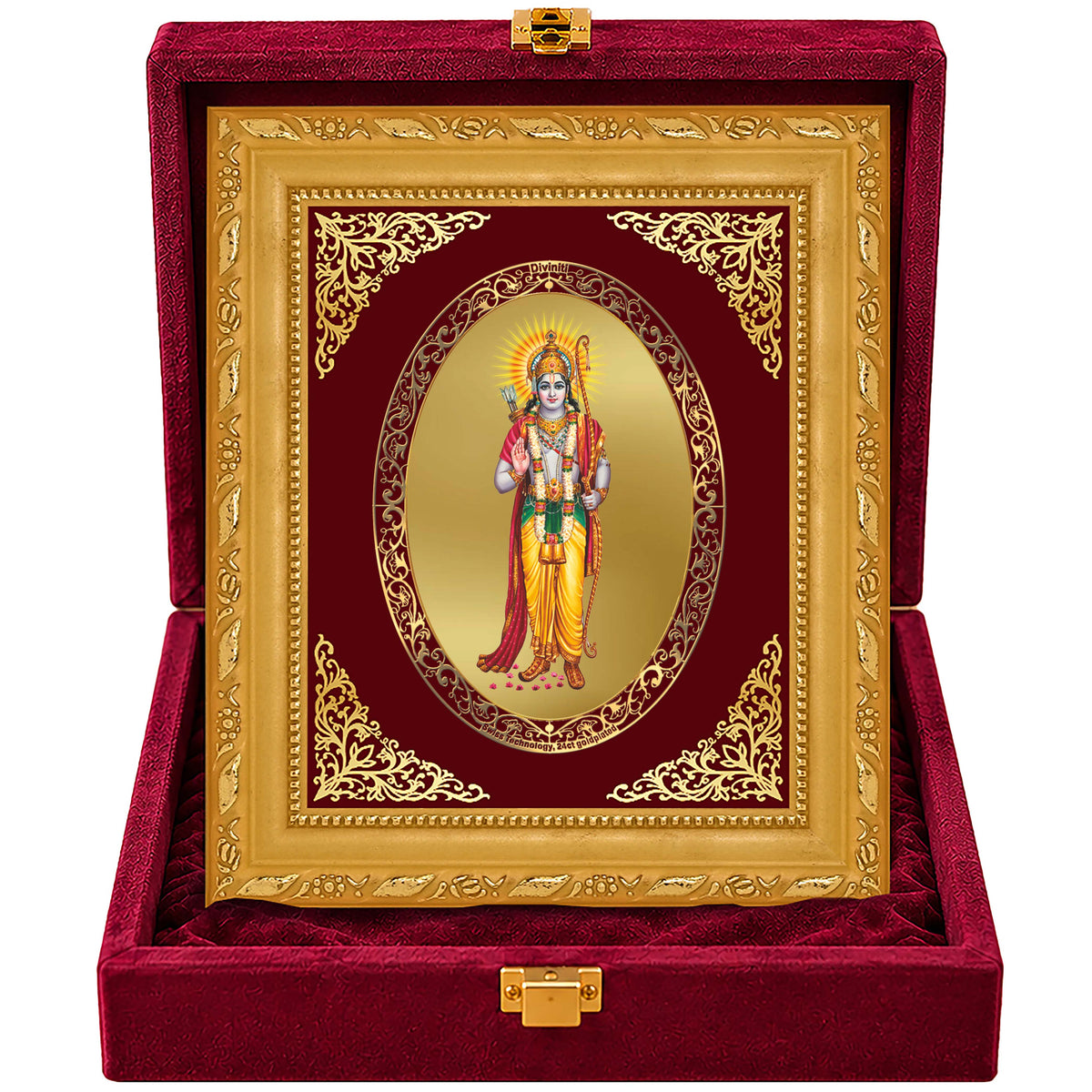 24K Gold-Plated Lord Ram Ji Frame | Premium Gift Box | 21.5x17.5 CM