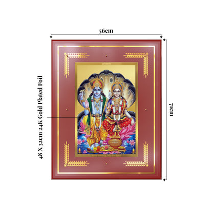 Lakshmi Vishnu | Divine Consort Wall Mount Photo Frame in 24K Gold Plated Foil
