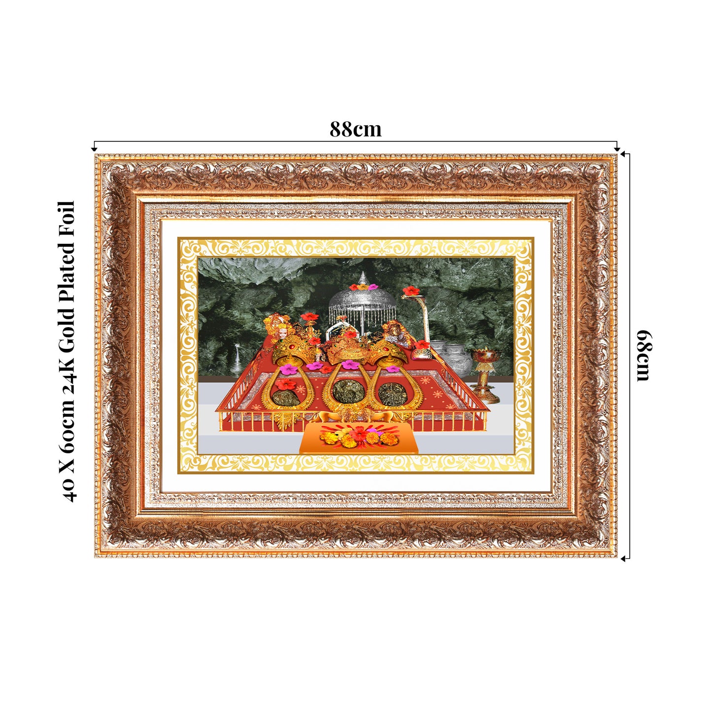 Durga Vaishno Devi | Mata Ka Darbar | Divine Wall Photo Frame in 24K Gold Plated Foil