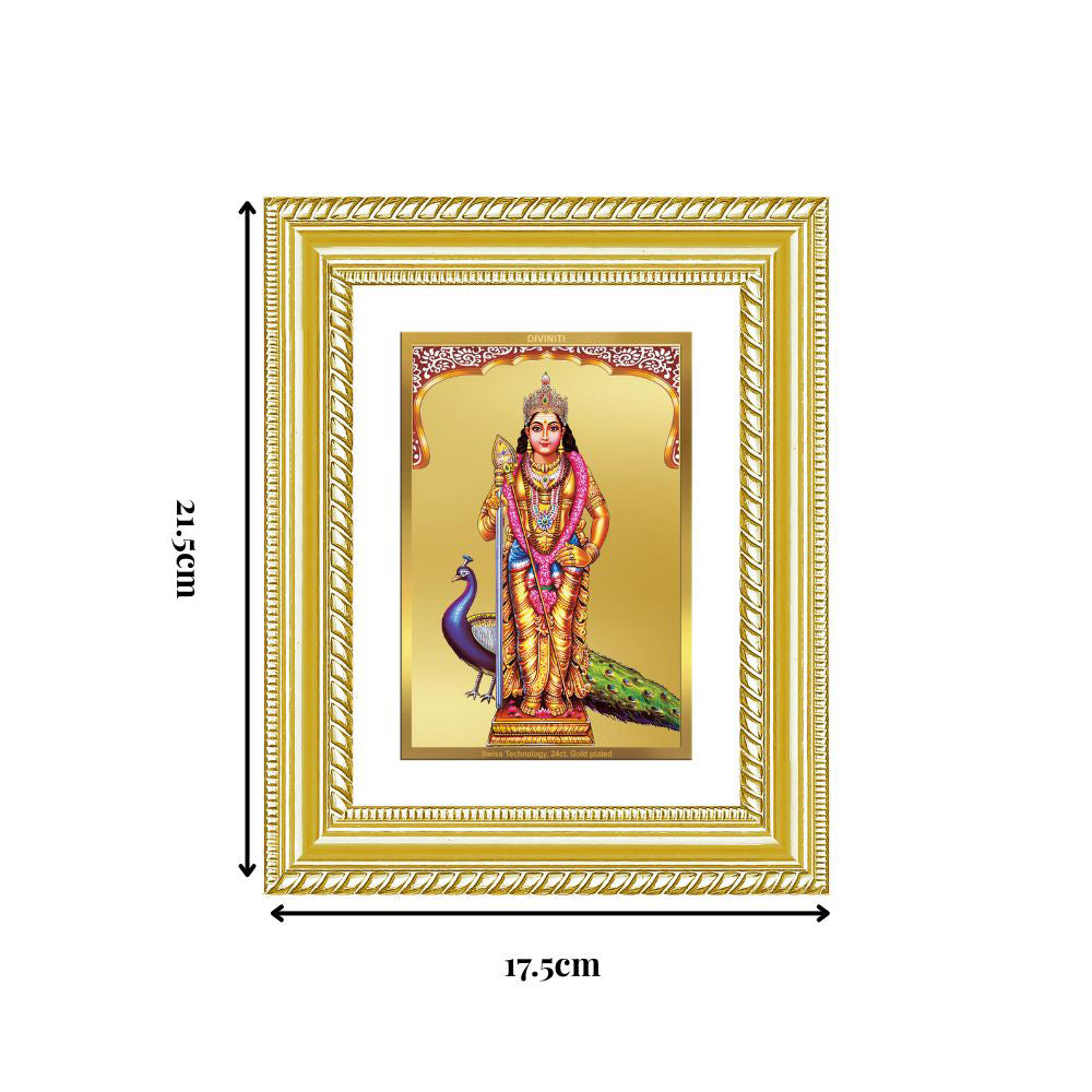 Diviniti 24K Gold Plated Murugan (Classic) Divine Wall and Table Top Frame for Home Mandir & Office Decor | Luxury Spiritual Gift