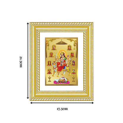 Diviniti 24K Gold Plated Nav Durga (Classic) Divine Wall and Table Top Frame for Home Mandir & Office Decor | Luxury Spiritual Gift