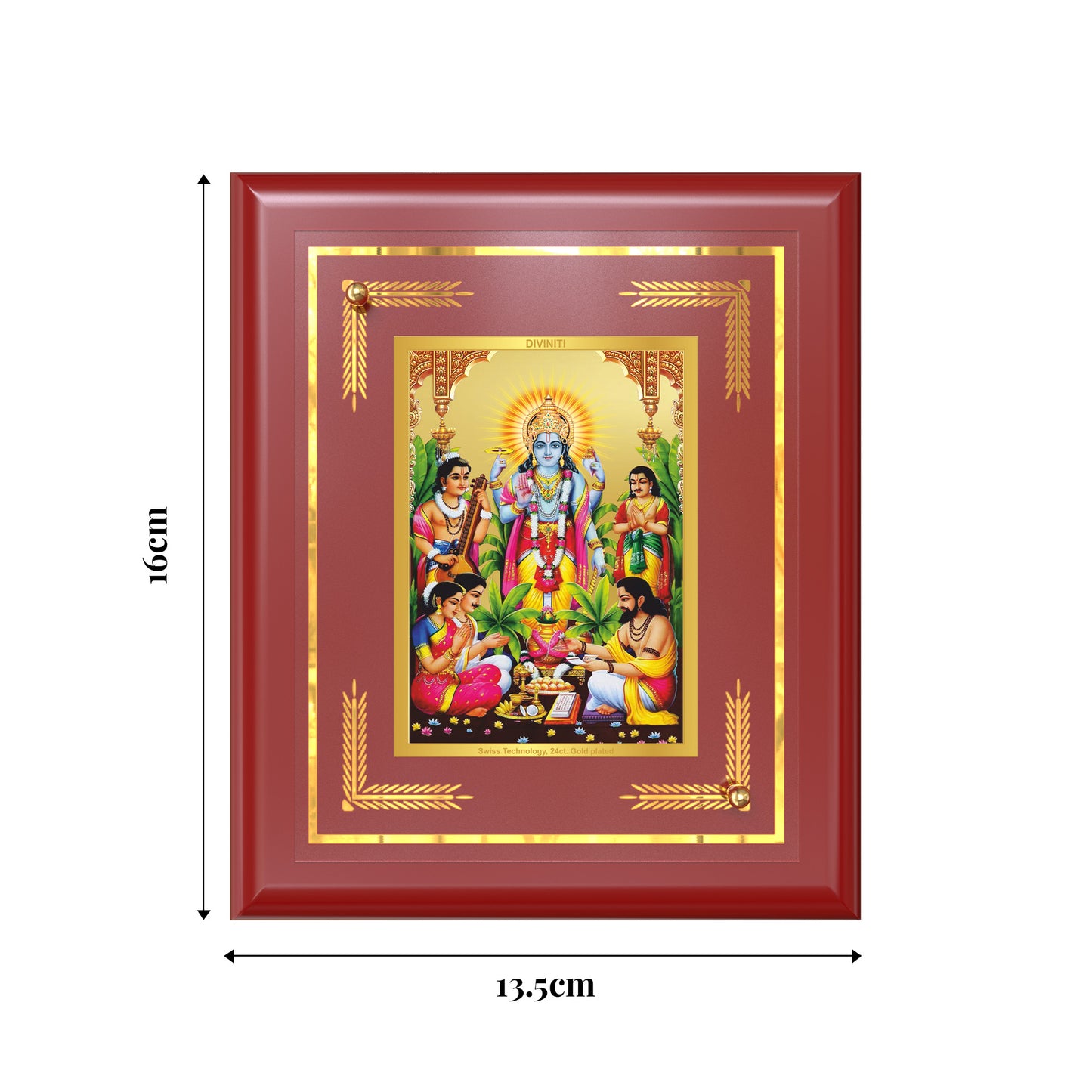 Diviniti 24K Gold Plated Satyanarayan Blessing Tabletop Photo Frame | Devotion, Prosperity & Divine Grace