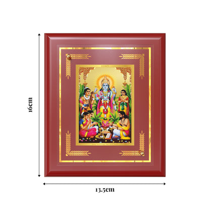 Diviniti 24K Gold Plated Satyanarayan Blessing Tabletop Photo Frame | Devotion, Prosperity & Divine Grace