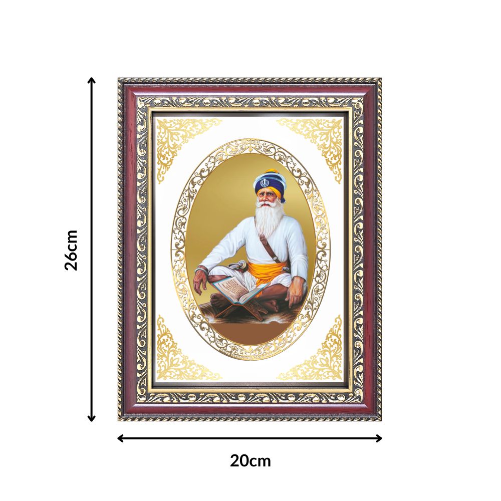 Baba Deep Singh Ji | Sikh Warrior Saint Wall & Tabletop Royal Photo Frame in 24K Gold Plated Foil