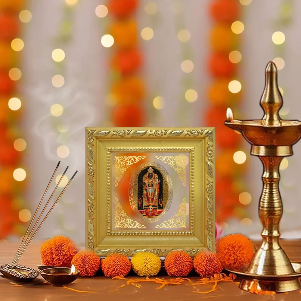 Ram Lalla | Divine Child Form of Lord Ram Royal Tabletop Photo Frame in 24K Gold Plated Foil