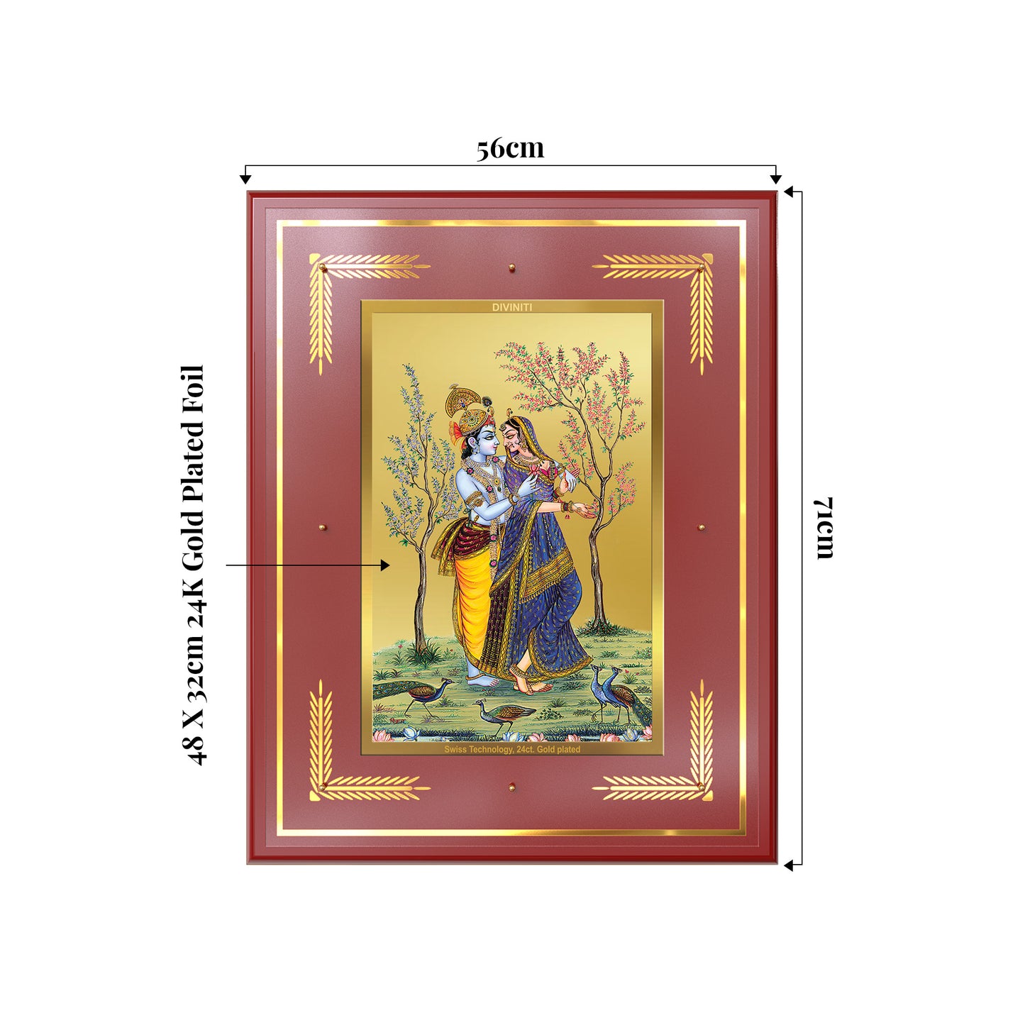 Radha Krishna | Divine Love Eternal Wall Mount Photo Frame in 24K Gold Plated Foil