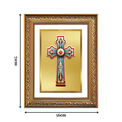 Diviniti 24K Gold Plated Holy Cross (Classic) Divine Wall Frame for Home Mandir & Office Decor | Luxury Spiritual Gift