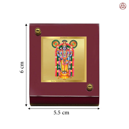 Diviniti 24K Gold Plated Guruvayurappan Ji Frame For Car Dashboard, Home Decor, Table Top (6 CM x 5.5 CM)