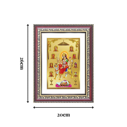 Diviniti 24K Gold Plated Nav Durga (Classic) Divine Wall Frame for Home Mandir & Office Decor | Luxury Spiritual Gift