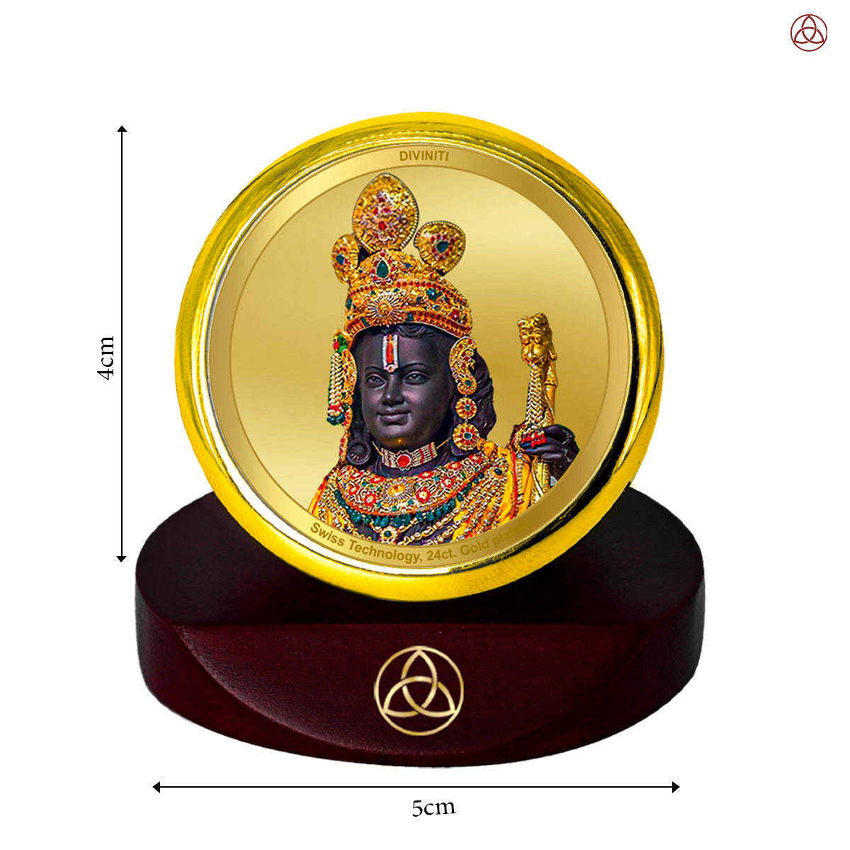 Ram Lalla | Divine Child Form of Lord Ram at Ayodhya Temple Car Dashboard Frame in 24K Gold Plated Foil