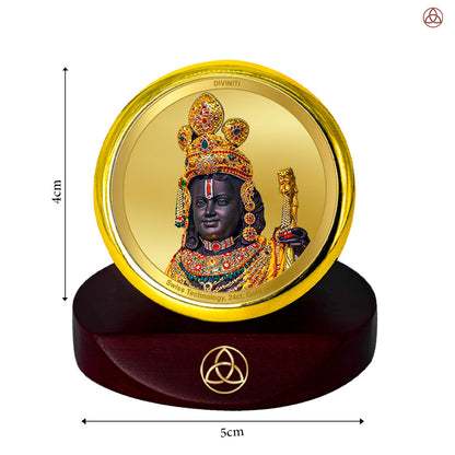 Ram Lalla | Divine Child Form of Lord Ram at Ayodhya Temple Car Dashboard Frame in 24K Gold Plated Foil