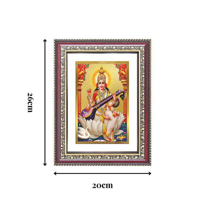 Diviniti 24K Gold Plated Saraswati Mata (Classic) Divine Wall Frame for Home Mandir & Office Decor | Luxury Spiritual Gift