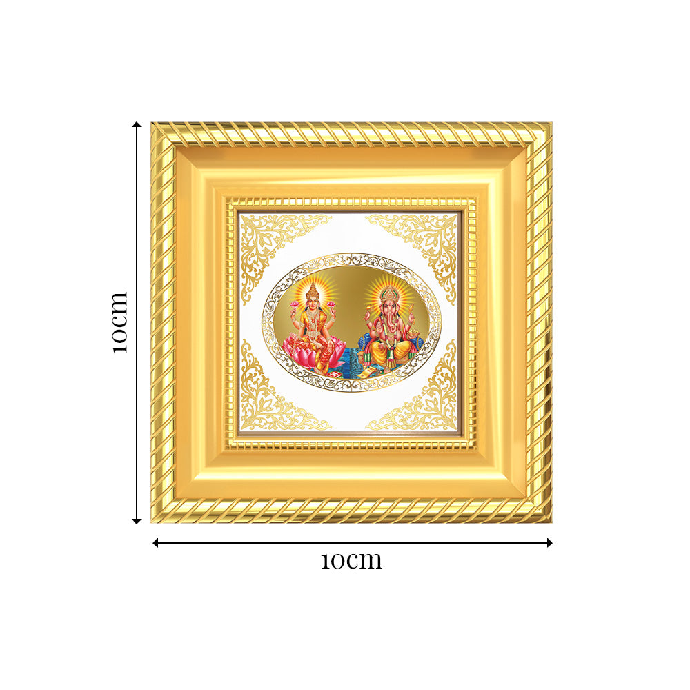 Lakshmi Ganesha | Divine Prosperity Duo Royal Tabletop Photo Frame in 24K Gold Plated Foil