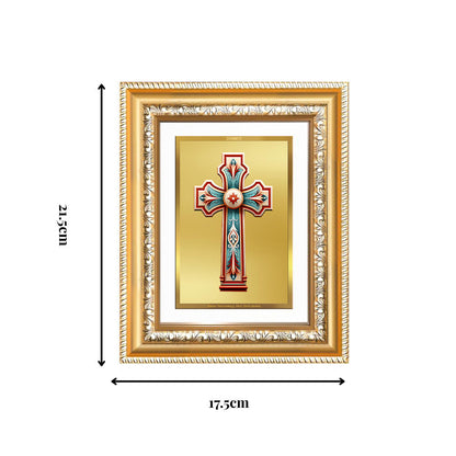 Diviniti 24K Gold Plated Holy Cross (Classic) Divine Wall and Table Top Frame for Home Mandir & Office Decor | Luxury Spiritual Gift