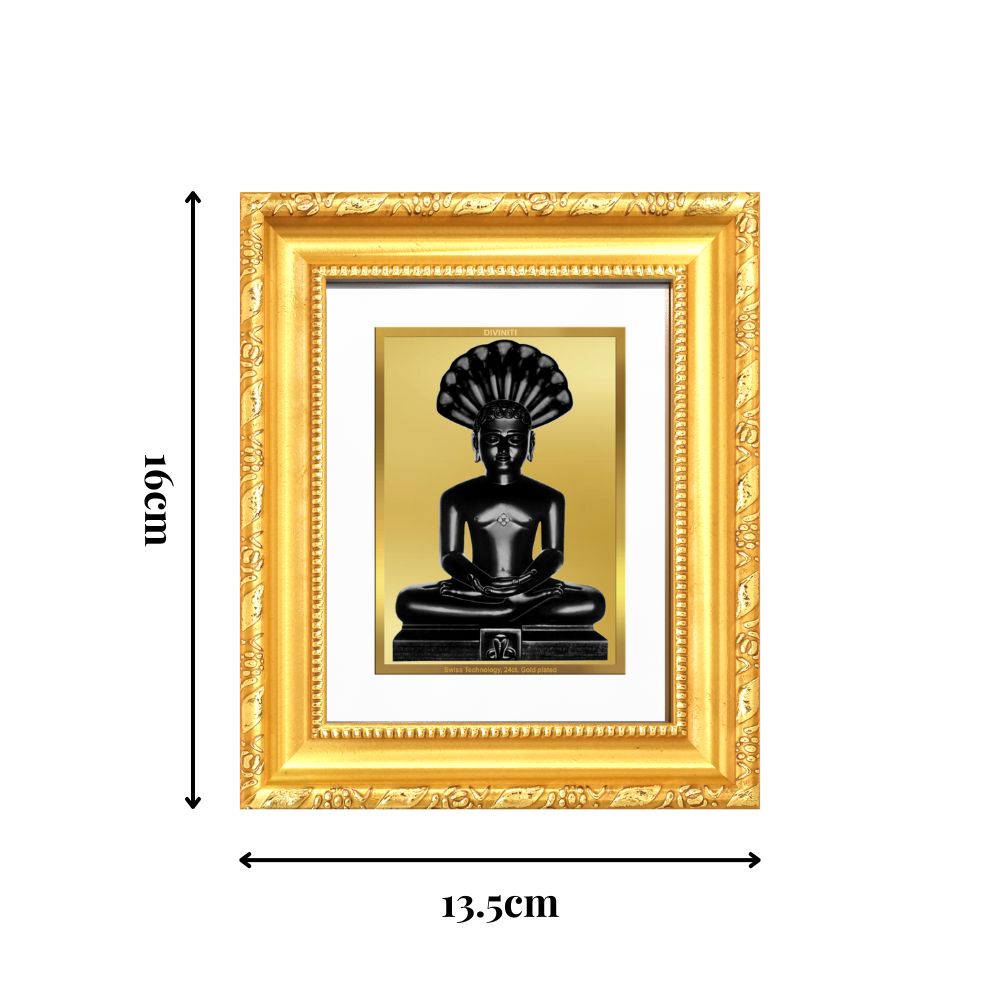 Diviniti 24K Gold Plated Parshvanath |Divine Table Top Frame for Home Mandir & Office Decor | Luxury Spiritual Gift