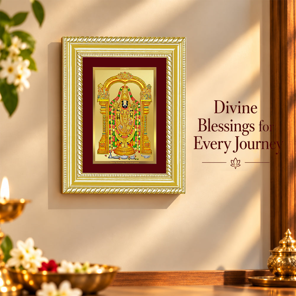 24K Gold-Plated Lord Tirupati Balaji Frame | Premium Gift Box | 21.5x17.5 CM