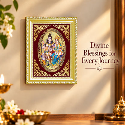 24K Gold-Plated Shiv Parivar Frame | Premium Gift Box | 26x20 CM