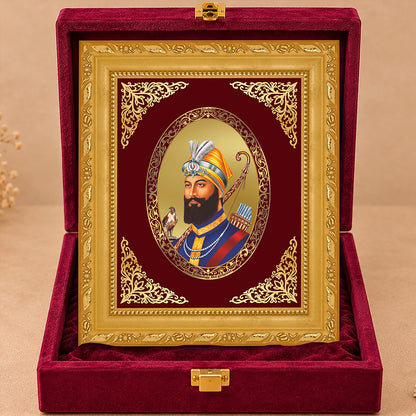 24K Gold-Plated Guru Gobind Singh Ji BG Frame | Premium Gift Box | 16 X 13.5 CM