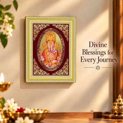24K Gold-Plated Dagadu Ganesha Frame | Premium Gift Box | 26x20 CM