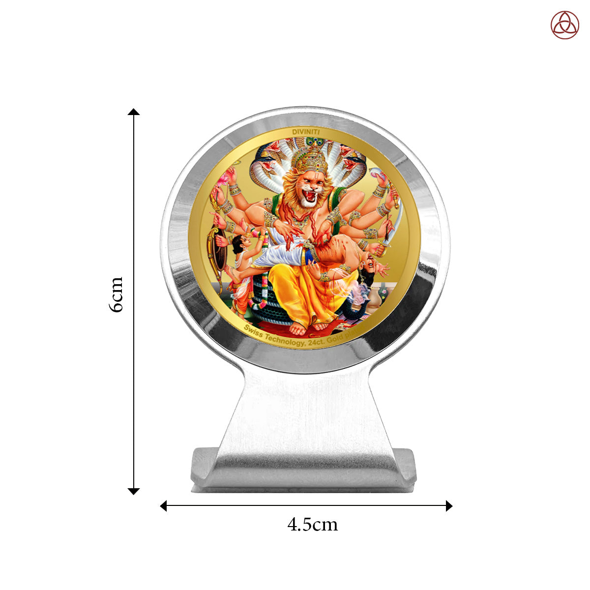 Narasimha | Divine Lord Narasimha Car Dashboard & Tabletop Photo Frame in 24K Gold Plated Foil