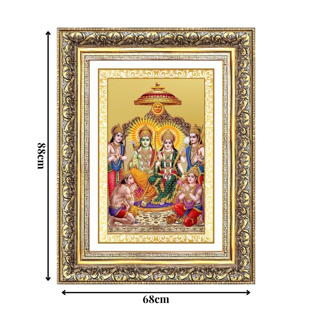 Diviniti 24K Gold Plated Ram Darbar Divine Wall Frame for Home Mandir & Office Decor | Luxury Spiritual Gift