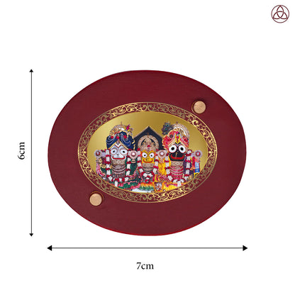 Jagannath Balaram Suvadra Car Dashboard & Tabletop Photo Frame, 24K gold-plated, 7x6 cm, intricate design.