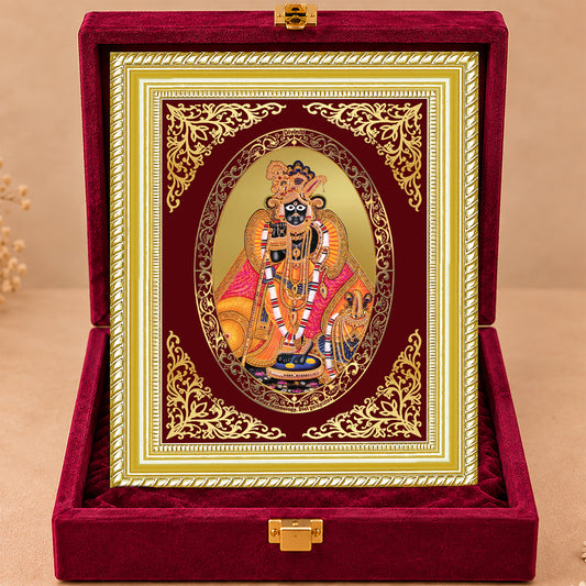 24K Gold-Plated Banke Bihari Ji Frame | Premium Gift Box | 35x27 CM