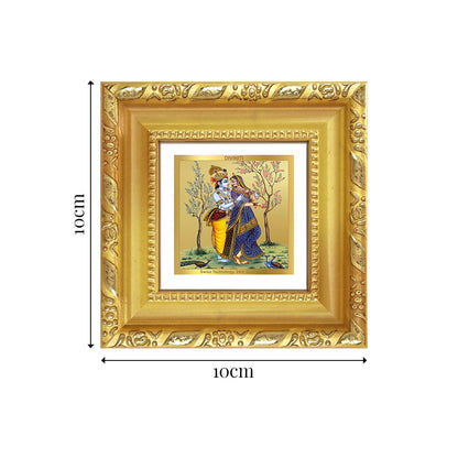 Diviniti Radha Krishna Tabletop Photo Frame in 24K Gold Plated Foil | Divine Love, Harmony & Eternal Bliss | DG103S1A (10x10 CM)