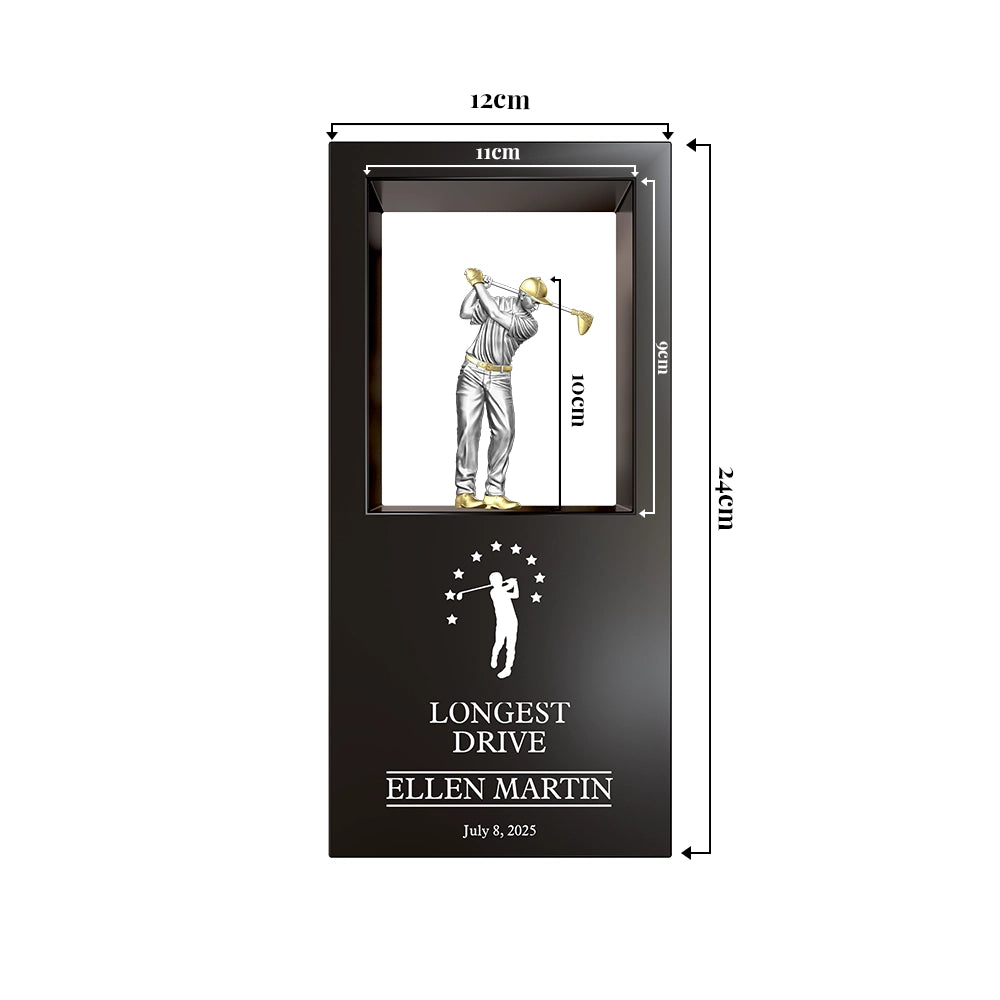 Premium Longest Drive Award | Personalized Golf Trophy Featuring Swinging Golfer Design