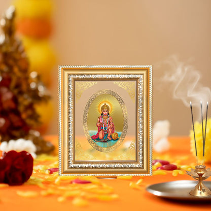 Lord Hanuman Divine Strength & Protection Sacred Royal Tabletop Frame in 24K Gold Plated Foil