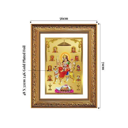 Durga Nav Durga | Goddess Durga in Her Nine Divine forms Wall Mount Photo Frame in 24K Gold Plated Foil
