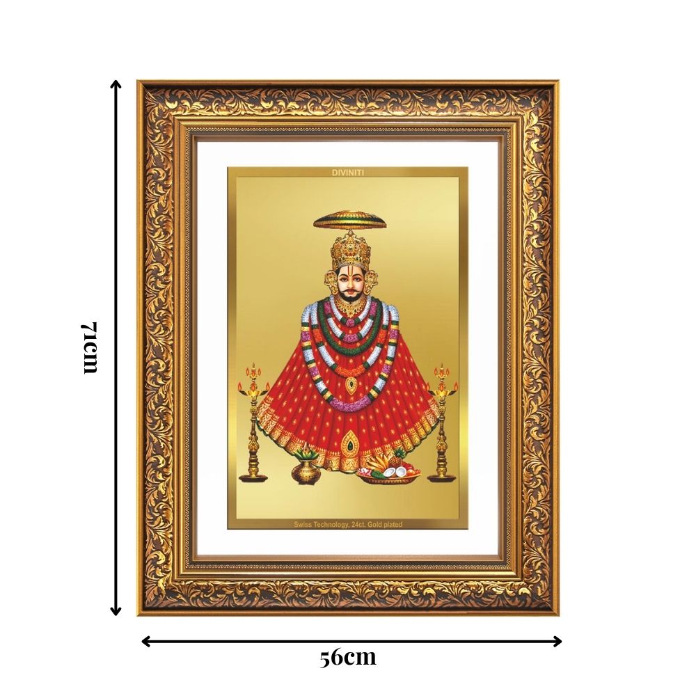Diviniti 24K Gold Plated Khatu Shyam (Classic) Divine Wall Frame for Home Mandir & Office Decor | Luxury Spiritual Gift