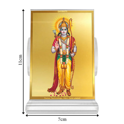 Ram Ji | Divine Lord Ram Car Dashboard & Tabletop Photo Frame in 24K Gold Plated Foil