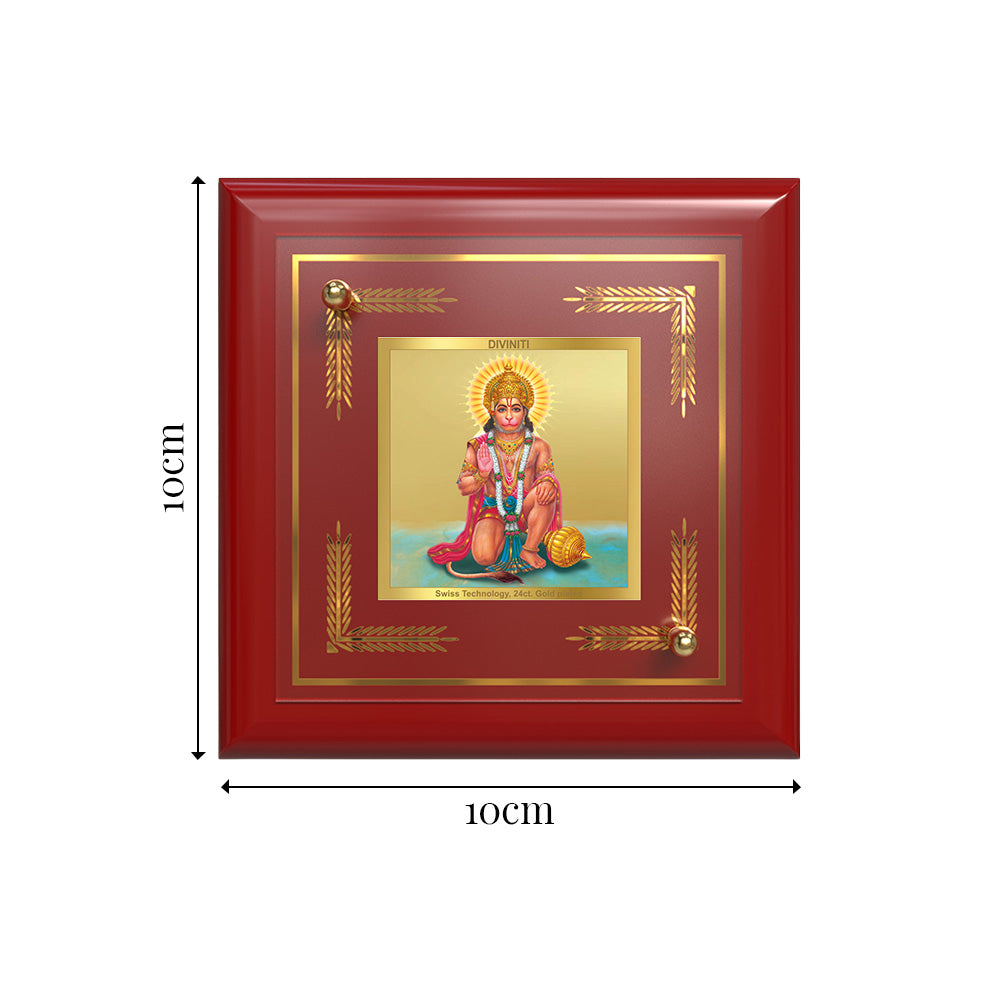 Ashirwad Hanuman | Blessing Hanuman Ji 24K Gold Plated Photo Frame for Home Décor, Tabletop & Office | Blessings of Protection, Strength & Courage (MDF1A)