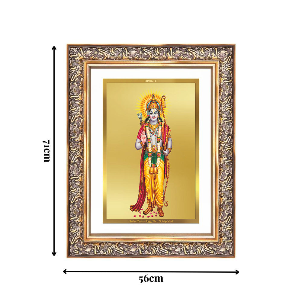 Diviniti 24K Gold Plated Ram Ji (Classic) Divine Wall Frame for Home Mandir & Office Decor | Luxury Spiritual Gift