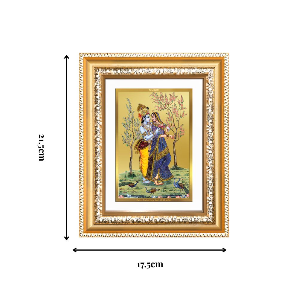 Diviniti 24K Gold Plated Radha Krishna (Classic) Divine Wall and Table Top Frame for Home Mandir & Office Decor | Luxury Spiritual Gift