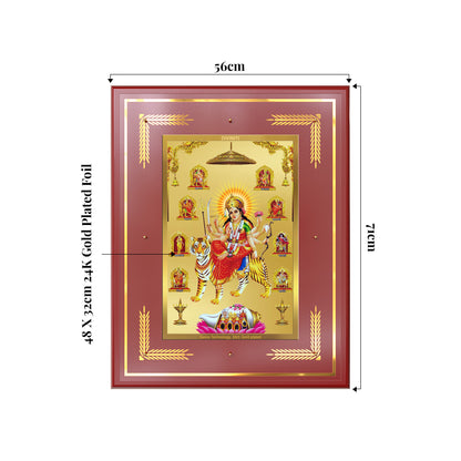 Durga Nav Durga | Goddess Durga in Her Nine Divine forms Wall Mount Photo Frame in 24K Gold Plated Foil