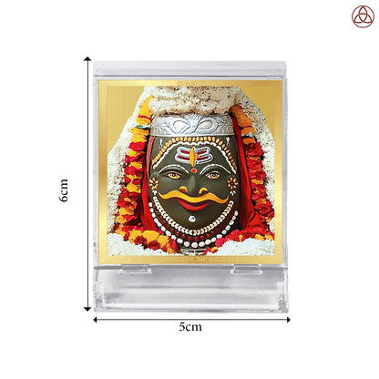 Mahakaleshwar Shiv Car Dashboard Frame | 24K Gold Plated Foil Religious Idol Photo Frame for Car, Home & Office | Mahakal Spiritual Decor for Protection, Positivity & Blessings
