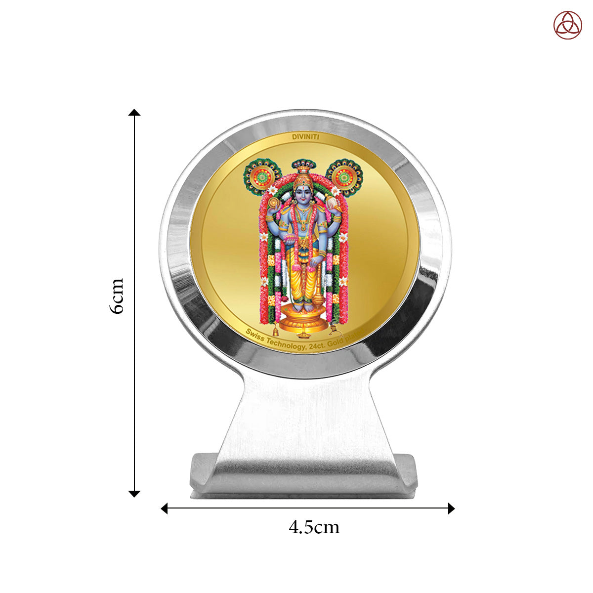Guruvayurappan | Divine Lord Vishnu Car Dashboard & Tabletop Photo Frame in 24K Gold Plated Foil