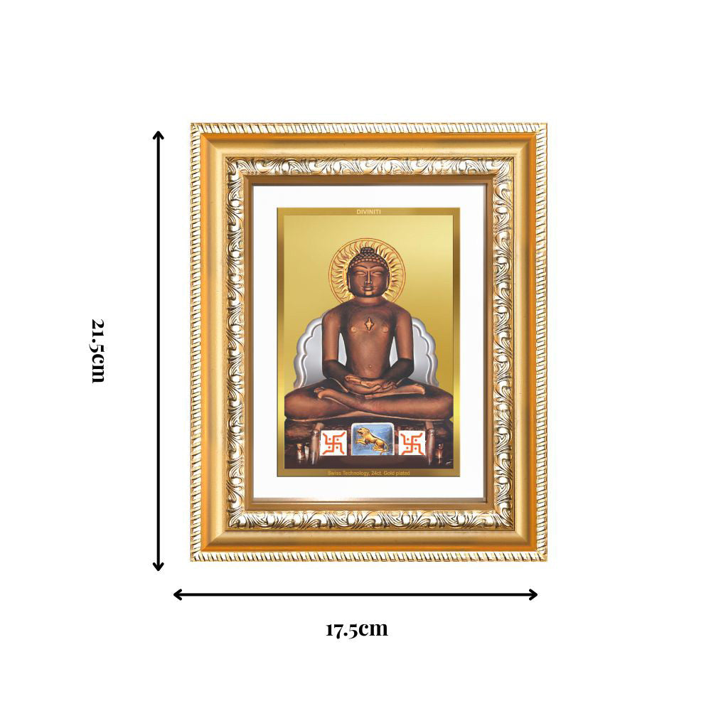 Diviniti 24K Gold Plated Mahavir (Classic) Divine Wall and Table Top Frame for Home Mandir & Office Decor | Luxury Spiritual Gift