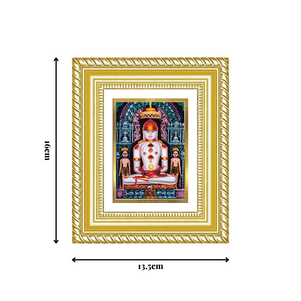 Diviniti 24K Gold Plated Adinath Divine Table Top Frame for Home Mandir & Office Decor | Premium Jain Spiritual Gift