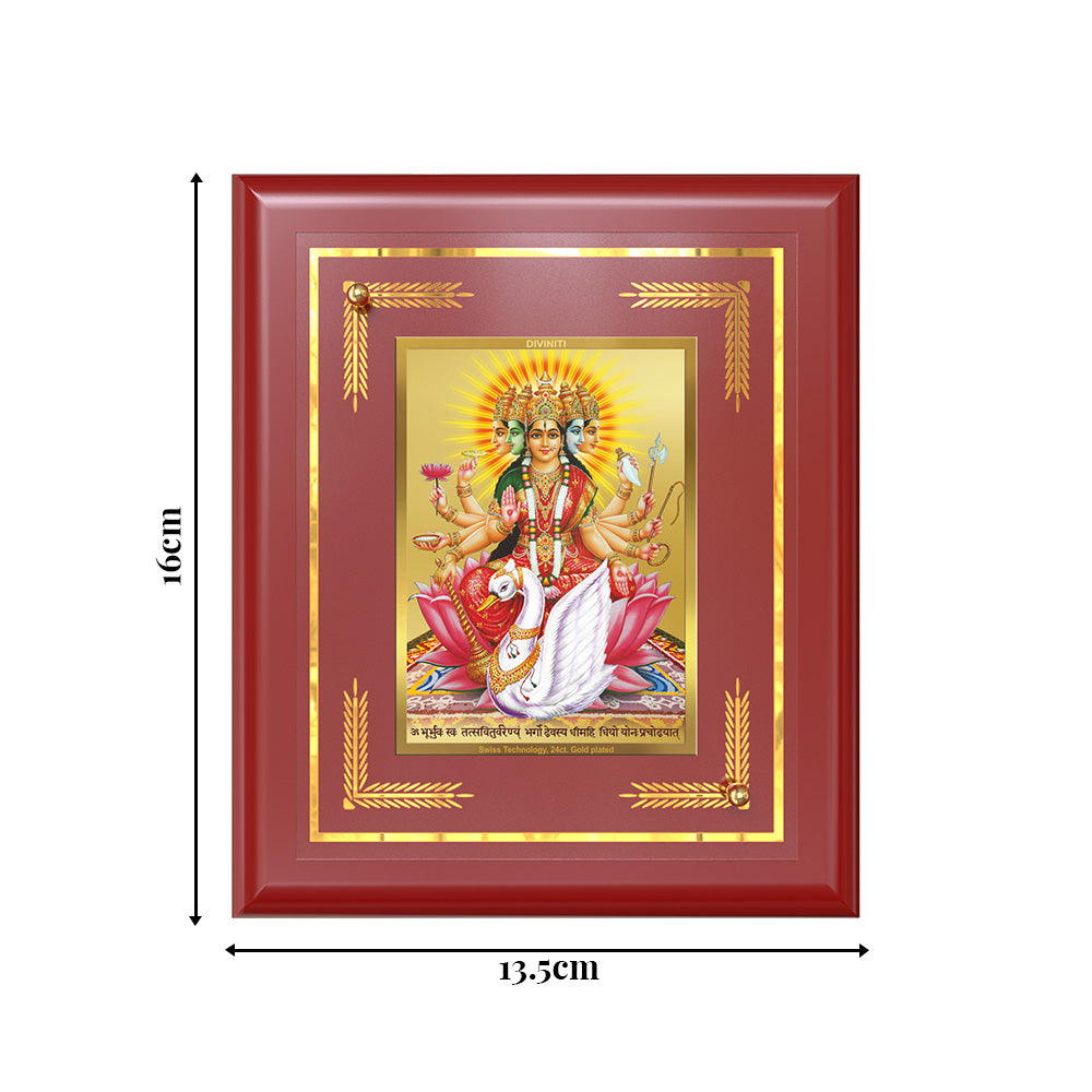 Diviniti 24K Gold Plated Gayatri Maa Wall & Tabletop Photo Frame | Wisdom, Protection & Divine Blessings