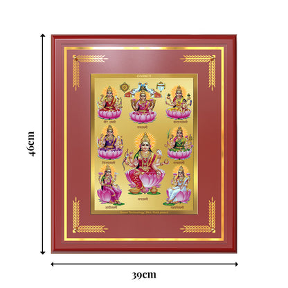 Diviniti Ashtalakshmi Wall Photo Frame in 24K Gold Plated Foil | Eight Forms of Wealth, Prosperity & Divine Blessings
