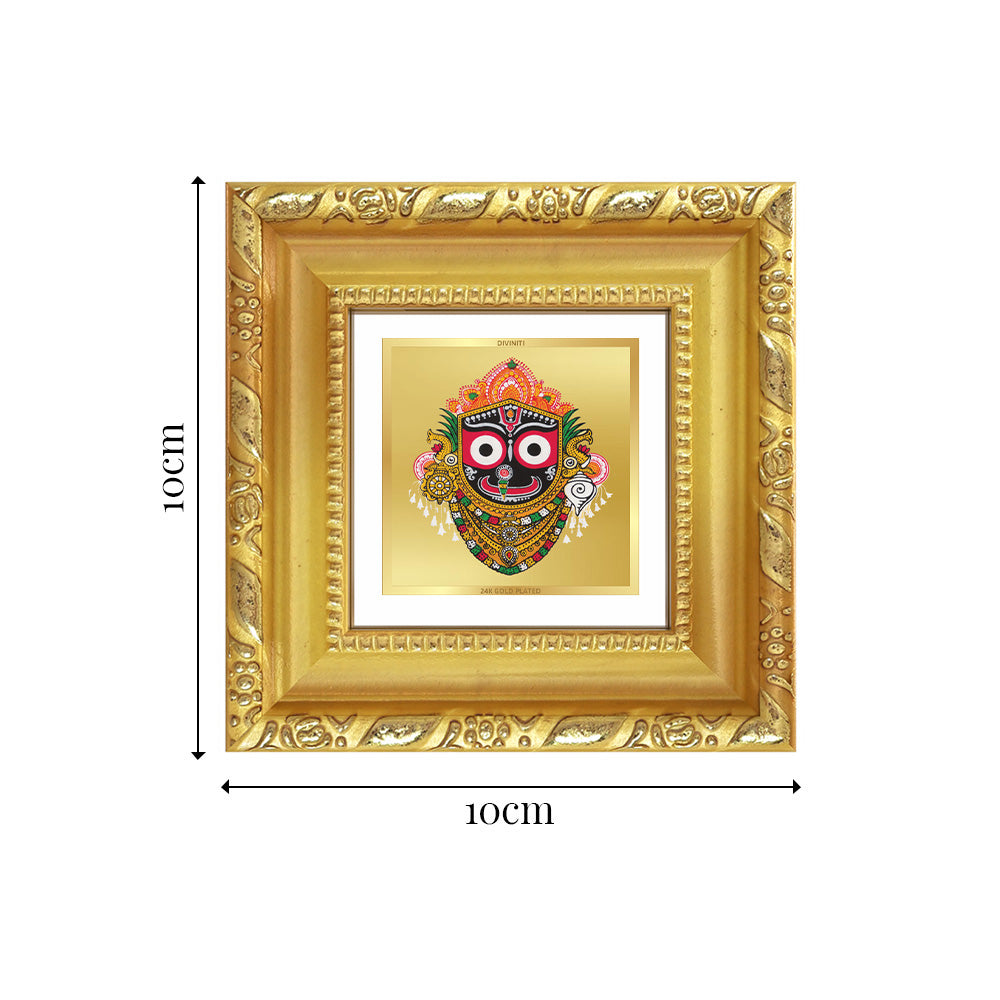 Diviniti Shree Jagannath Tabletop Photo Frame in 24K Gold Plated Foil | Divine Protection, Faith & Spiritual Bliss | DG103S1A (10x10 CM)