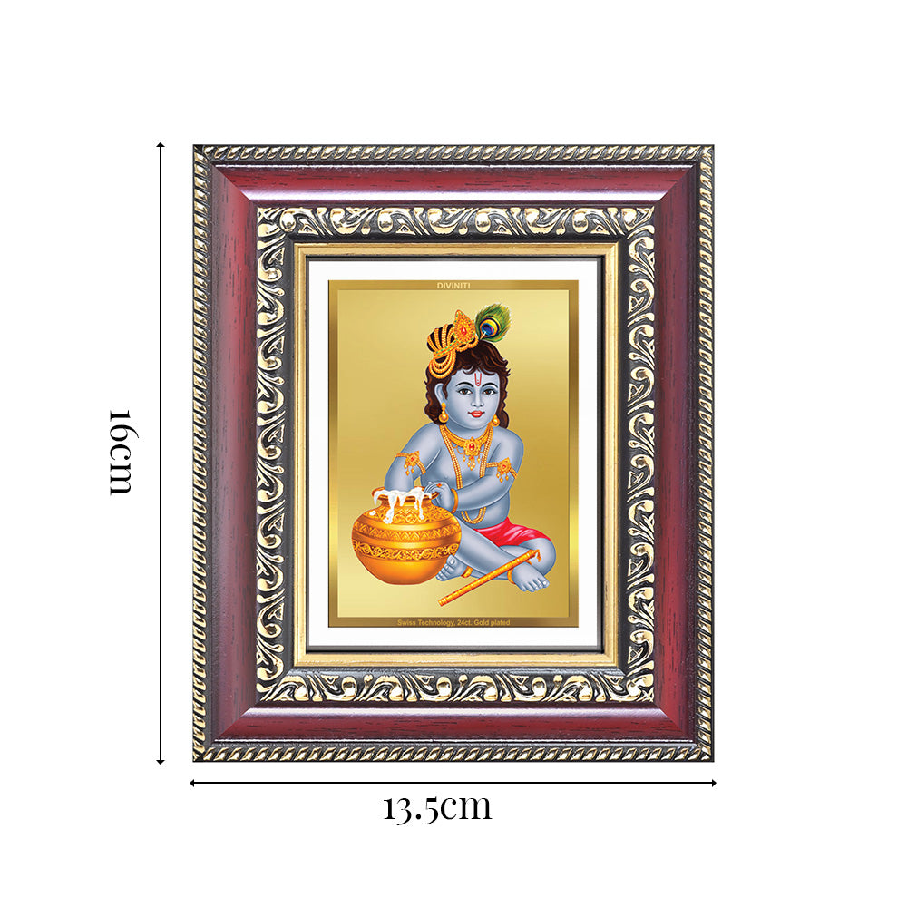 Diviniti 24K Gold Plated Bal Gopal Divine Table Top Frame for Home Mandir & Office Decor | Luxury Spiritual Gift