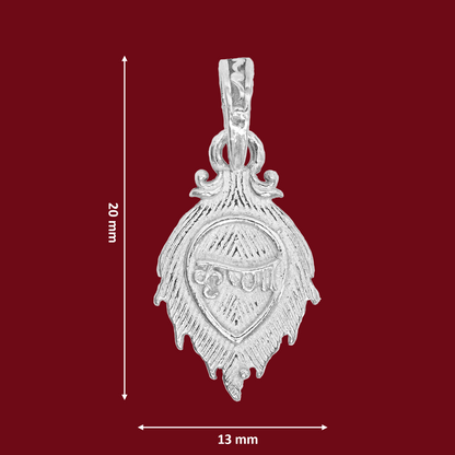 DIVINITI 925 Pure Silver Leaf Krishna Pendant for Men, Women & Kids Divine God Pendant for Birthday, Anniversary, Special Occasion Gift (2x1.3 CM 4 g)