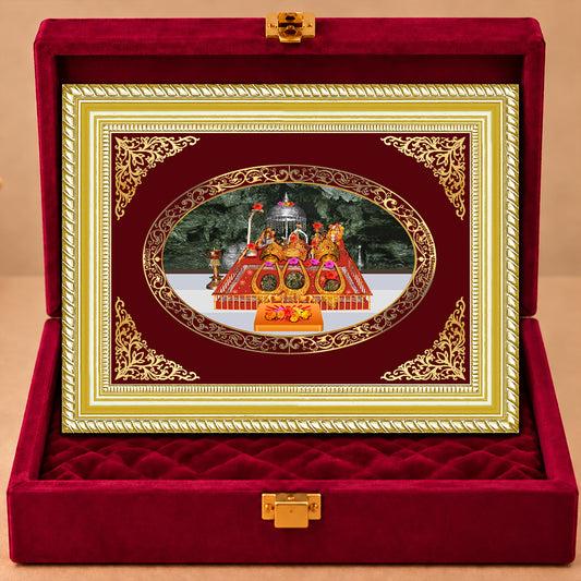 24K Gold-Plated Vaishno Devi Darbar Frame | Premium Gift Box | 35x27 CM